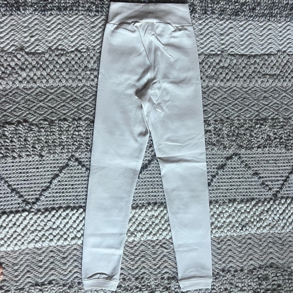 Organic Cotton Leggings Women Small Cream High Waisted Ribbed Yoga Una Pluma - Picture 4 of 7